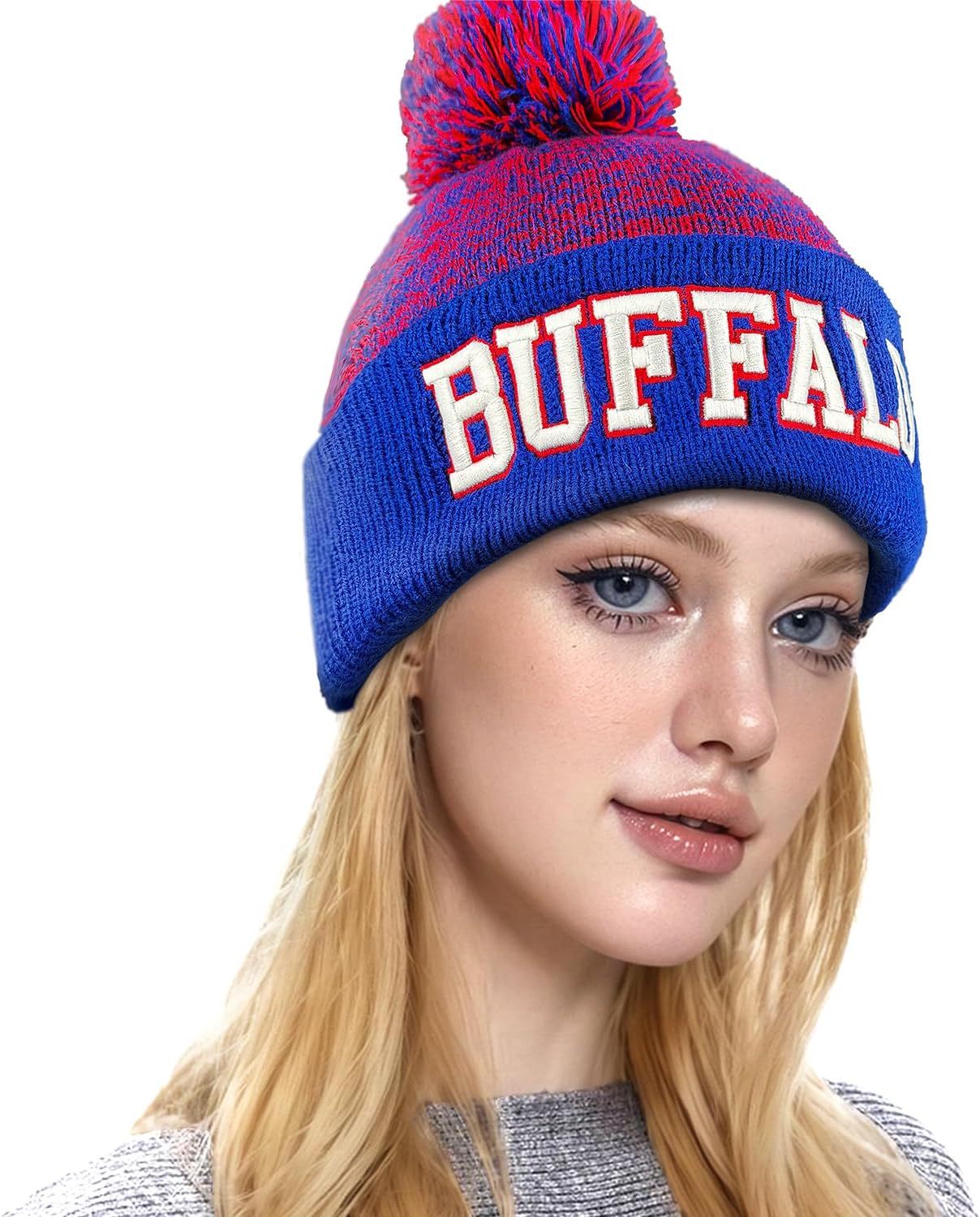 Football Beanie Hat for Men and Women Super Soft Pompom Knit Cap Winter Skullcap Toque - Image 4