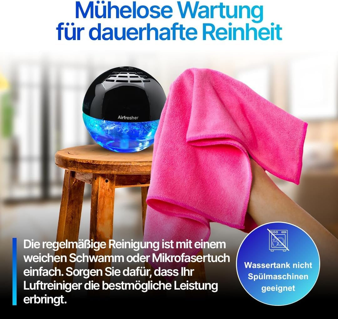 Aspira LURA Lufterfrischer mit Ionisator mit Eukalyptus Öl, Airfresher Bowl Duftzerstäuber für bis zu 200 m², Raumduftgerät ohne Farbstoffe, für Wohnzimmer, Büro und frische Raumluft