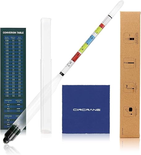 Circrane Hidrómetro de triple escala, hidrómetro de alcohol para cerveza, vino, aguamiel y kombucha, ABV, Brix y kit de prueba de gravedad,