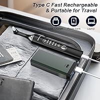 Vista 8 de Pulidor de dientes, kit de blanqueamiento dental recargable para limpieza y blanqueamiento de dientes, con 8 cabezales de cepillo, luz LED, 5 modos