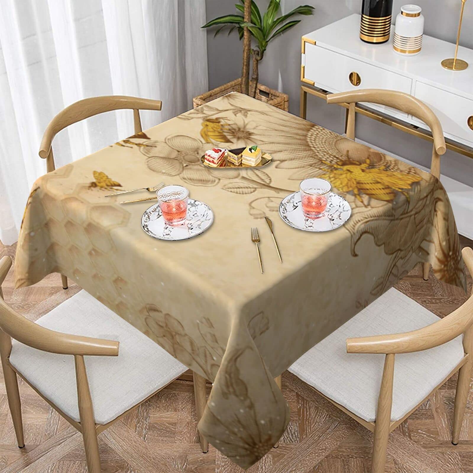 Nappe carrée décorative abeilles pour table de cuisine et salle à manger