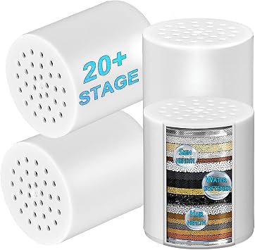 4Pack 20 Stage Shower Filter Replacement Cartridge - Water Filter Cartridge for Hard Water, Chlorine, Heavy Metals, High Output Shower Water Softener