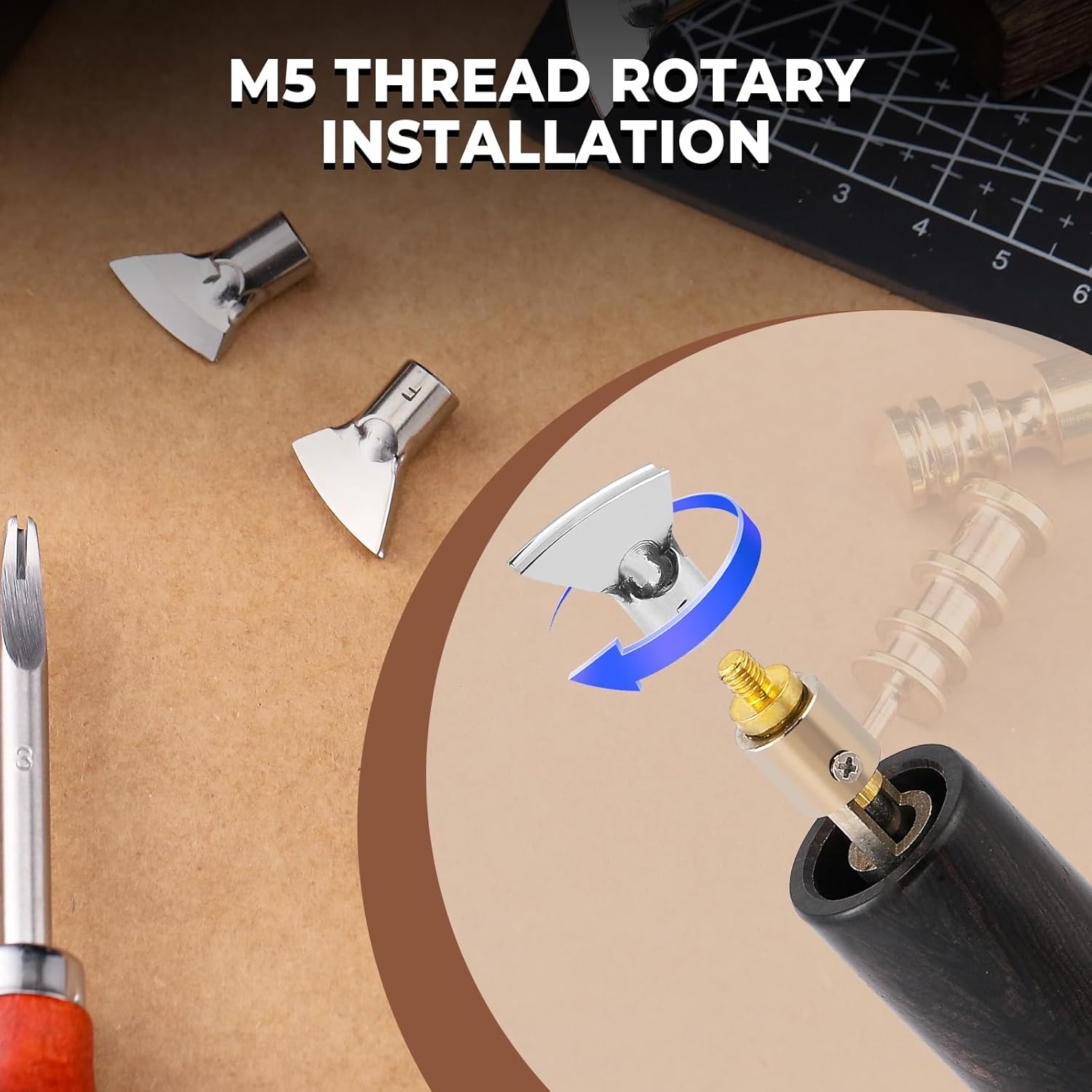 Flyrivergo Leather Creaser Machine, 140-932℉ Leather Edging and Creasing Machine Electric Edge Creasing Heat Iron Tool with 5PCS Tips, Wooden Receptacle Base