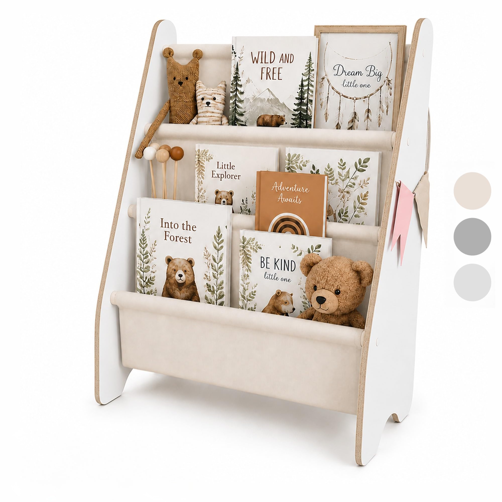 MAMOI® Libreria verticale per bambini, Porta libri in legno naturale, Scaffale librerie bambino, Mobile bambini ana design moderno scandinavo