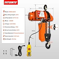 Vista 7 de Cabrestante eléctrico de cadena de 1 tonelada, control remoto con cable de 20 pies con interruptor de parada de emergencia, diseño de doble cadena
