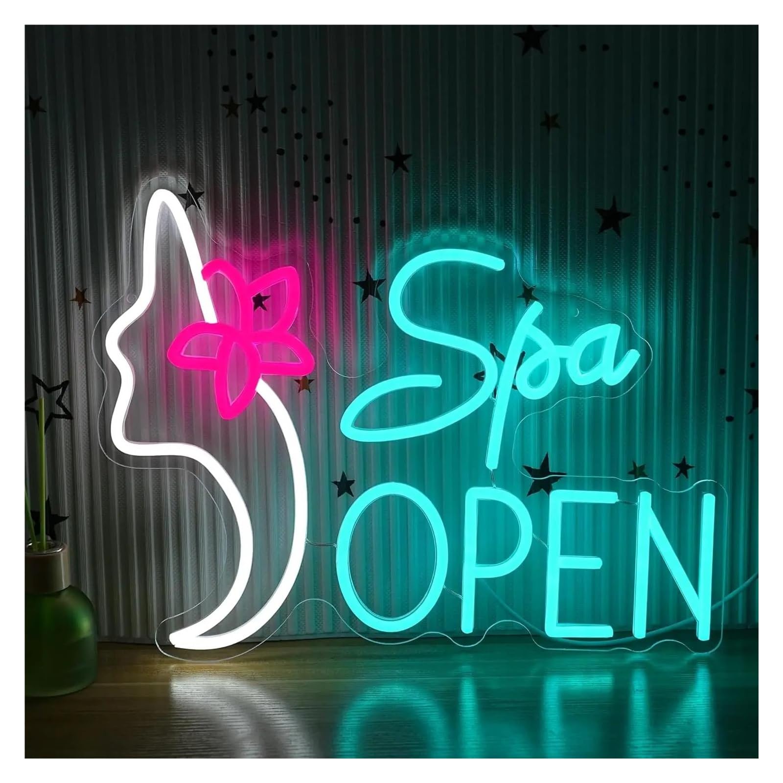 RONGCH Hanging Art Neon Signs Spa Open Neon Sign USB Dimmable LED Light Sign for Beauty Salon Bar Hair Make Up Lashes Nail Wall Decor 30cmx39.5cm