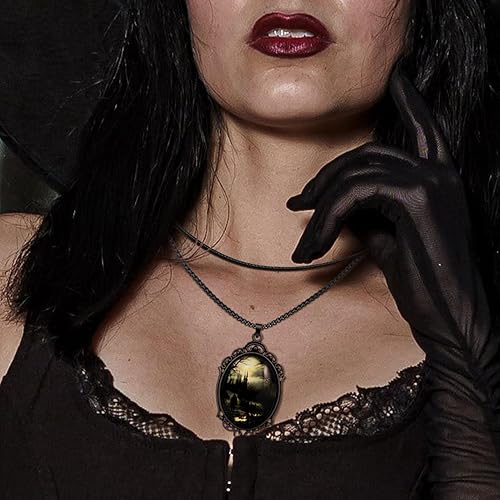 Miniatura 5 de 8 piezas de collar gótico, joyería gótica, regalos de bruja para mujeres, collares de gargantilla de camafeo, cadenas de acero inoxidable negro,