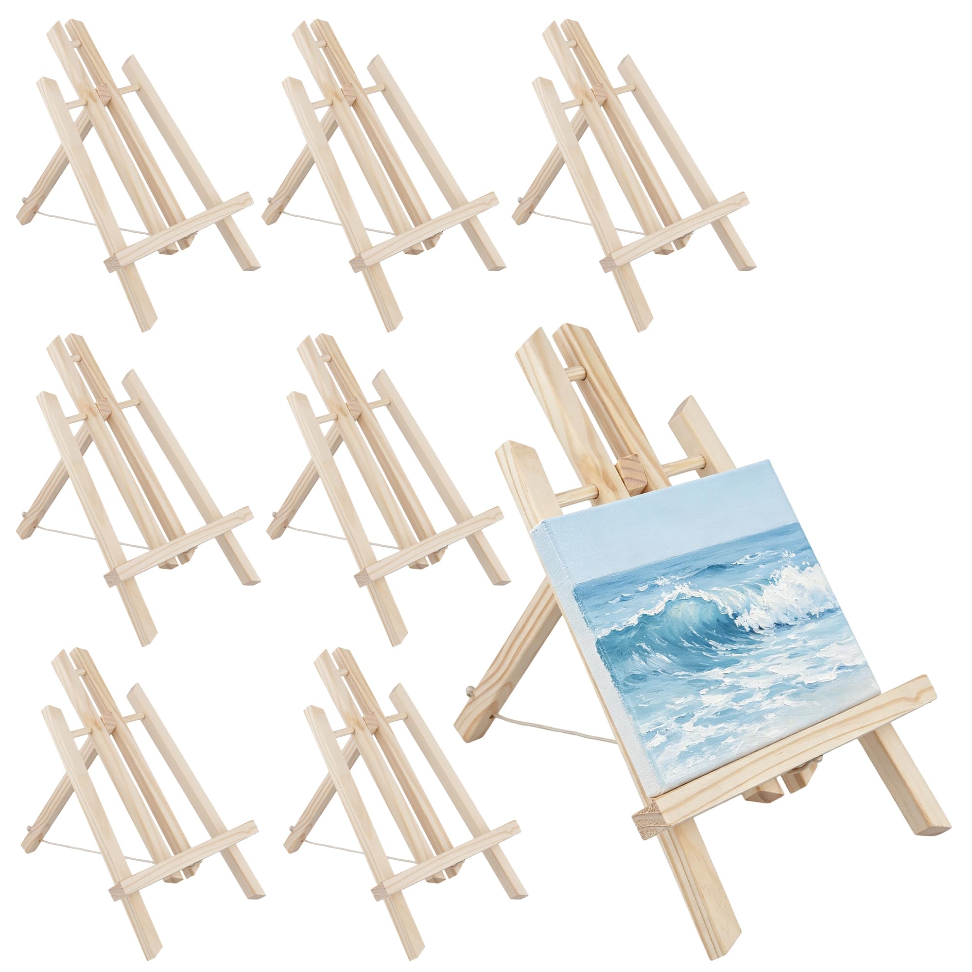 JIAYUET 8PCS 12 Inch Adjustable Wooden Easel Stand, Mini Easel Stand Tabletop Display Holder for Canvas Painting, Photo Frames, Arts Crafts