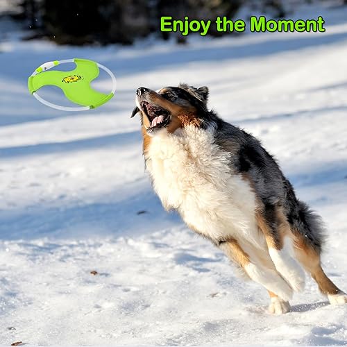 Miniatura 6 de Vizbrite Juguetes para perros voladores de disco volador para perros, juguete de nailon que brilla en la oscuridad, con 3 modelos de luz, juguetes