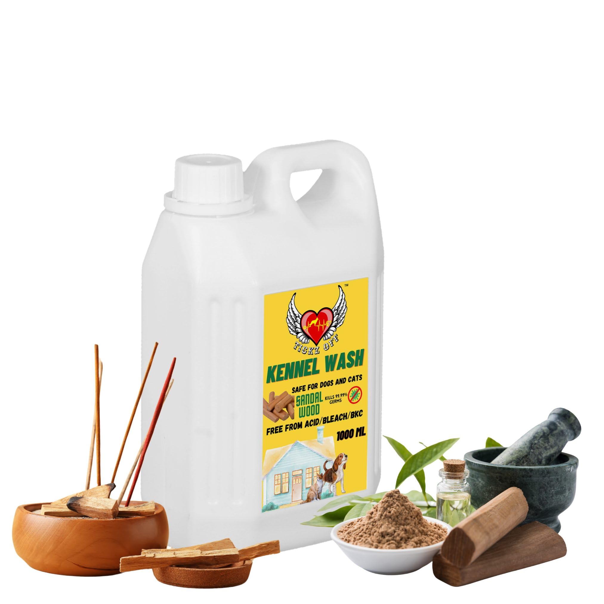 Kennel wash | tickzoff.com | To disinfect house | To removes bad odor in house caused by pets (Sandalwood, 1000ml)