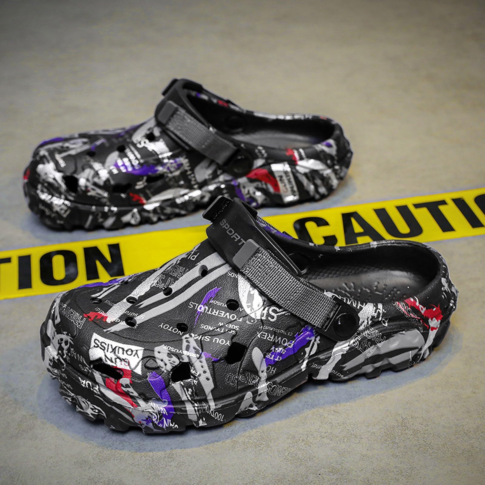 CERYTHRINA Sabots de Jardinage Homme Camouflage à Motif - été Réglable Confortable pour Clogs - Chaussures de Jardin Pantoufles Antidérapant - Caoutchouc Chaussons Aquatiques Confortable pour Jardin