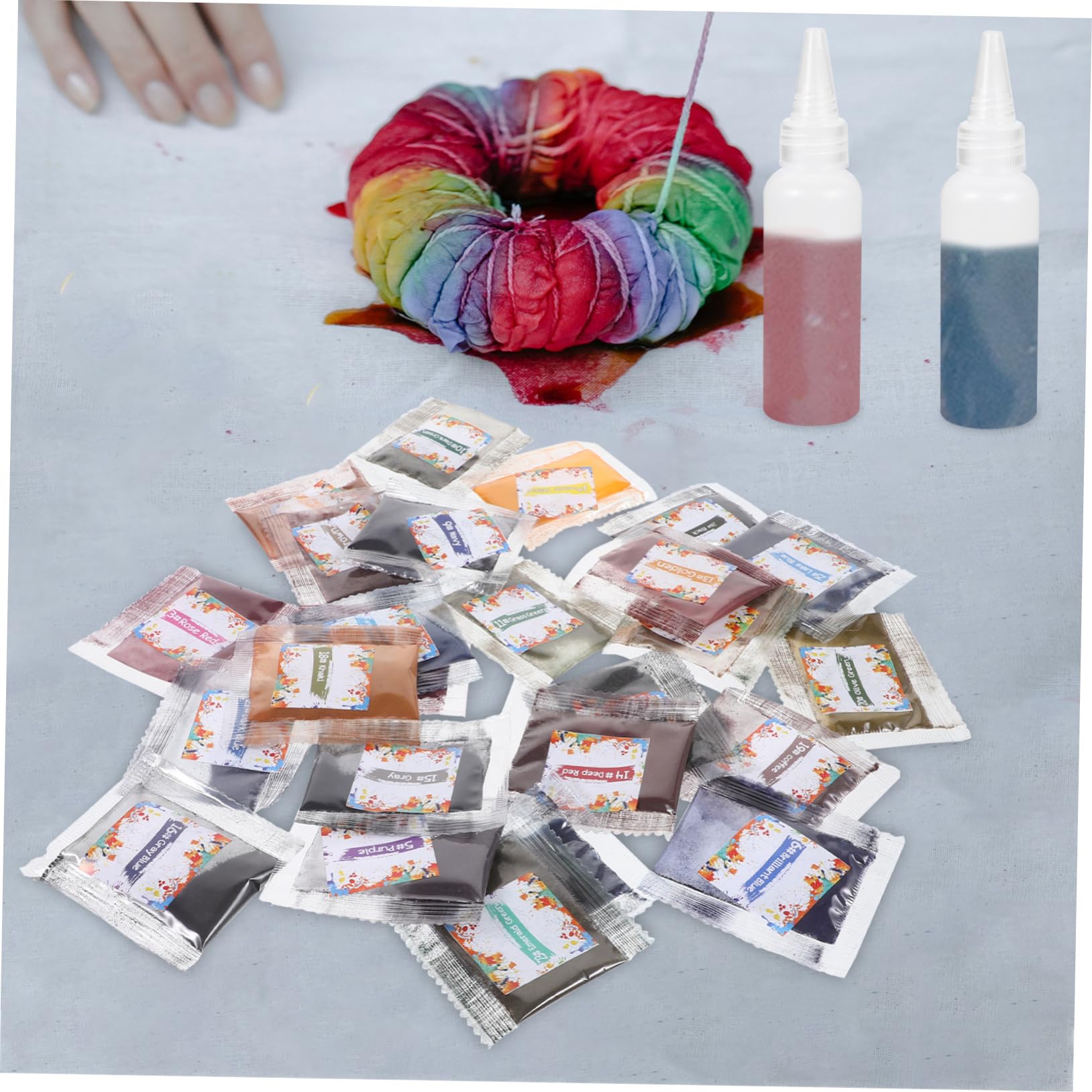 BEBEMOKO Tie Dye Supplies Kit 26 Colors Dyeing Powder Non-Fade Easy to Use for Kids Students