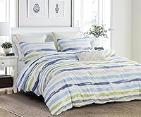 Vista 33 de SLEEPBELLA Juego de edredón de muselina de doble capa lavada de 100 % algodón, tamaño Queen, bohemio azul y amarillo, esponjoso, grueso, a cuadros