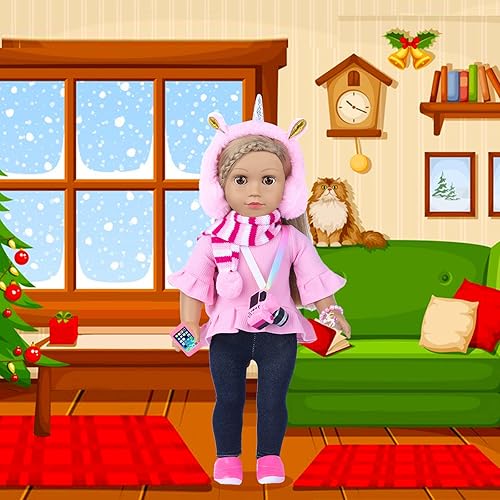 Miniatura 6 de Ropa y accesorios para muñecas americanas de 18 pulgadas, incluye kit de maquillaje de simulación, regalo para niñas (muñeco no incluido)