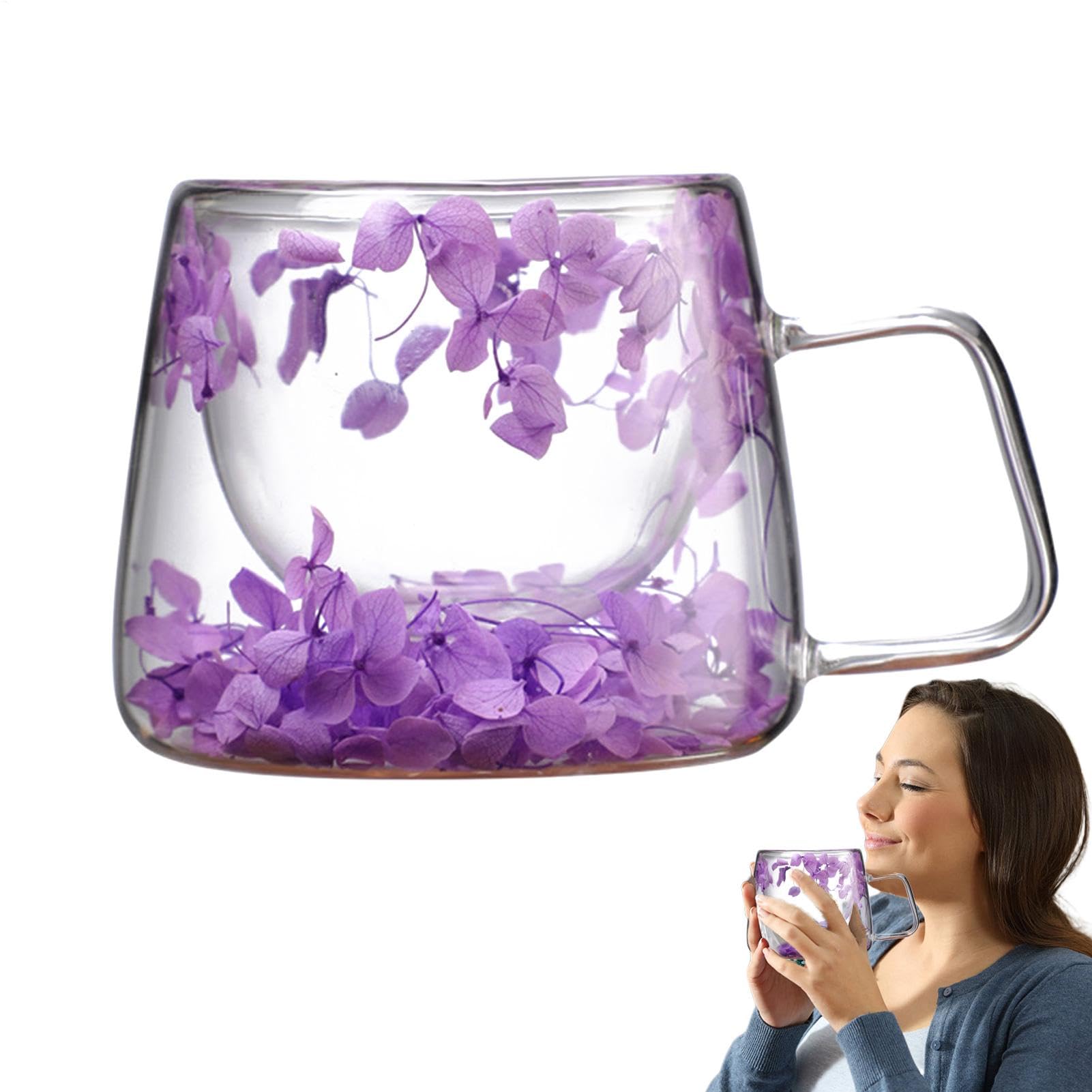 da caffè con fiori secchi, capacità 200 ml, da caffè a fiori