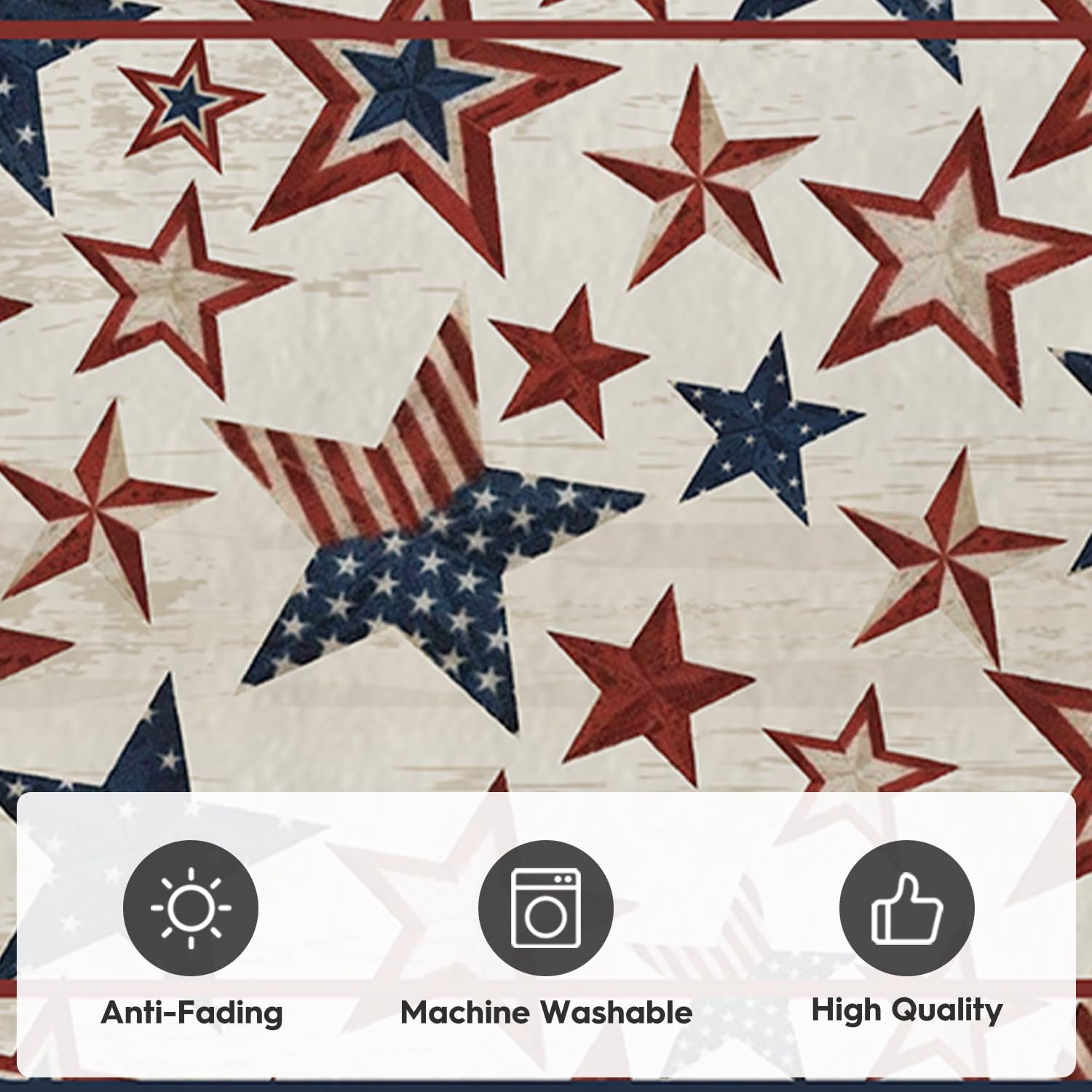 Artoid Mode America Stars Memorial Day Runner Rug, 4th of July Patriotic Home Decor Low-Profile Non-Slip Washable Area Rug for Entryway Bedroom Kitchen Laundry Room Indoor 2x6 Feet