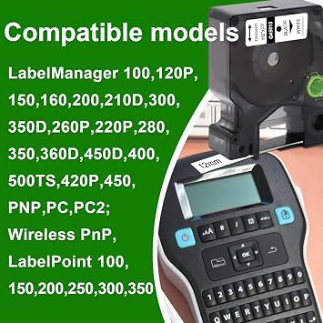 45013 Label Tape Compatible with Dymo D1 12mm x 7m Pack of 5 | Compatible with Dymo LabelManager 160 200 210D 280 360D 420P 450D Printers for Home and Office Labeling