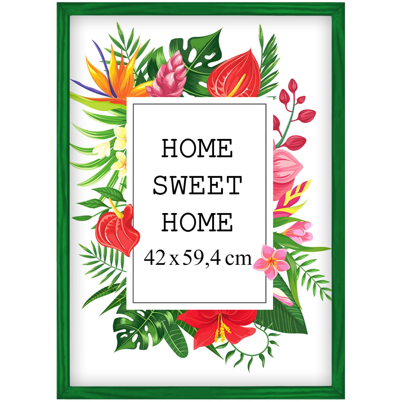 Mg Design Green Wooden Photo Frame A2 16.5 X 23.4 In (42 X 59.4 Cm) – Shatter-Resistant Acrylic Glass – Wall Mount Portrait & Landscape