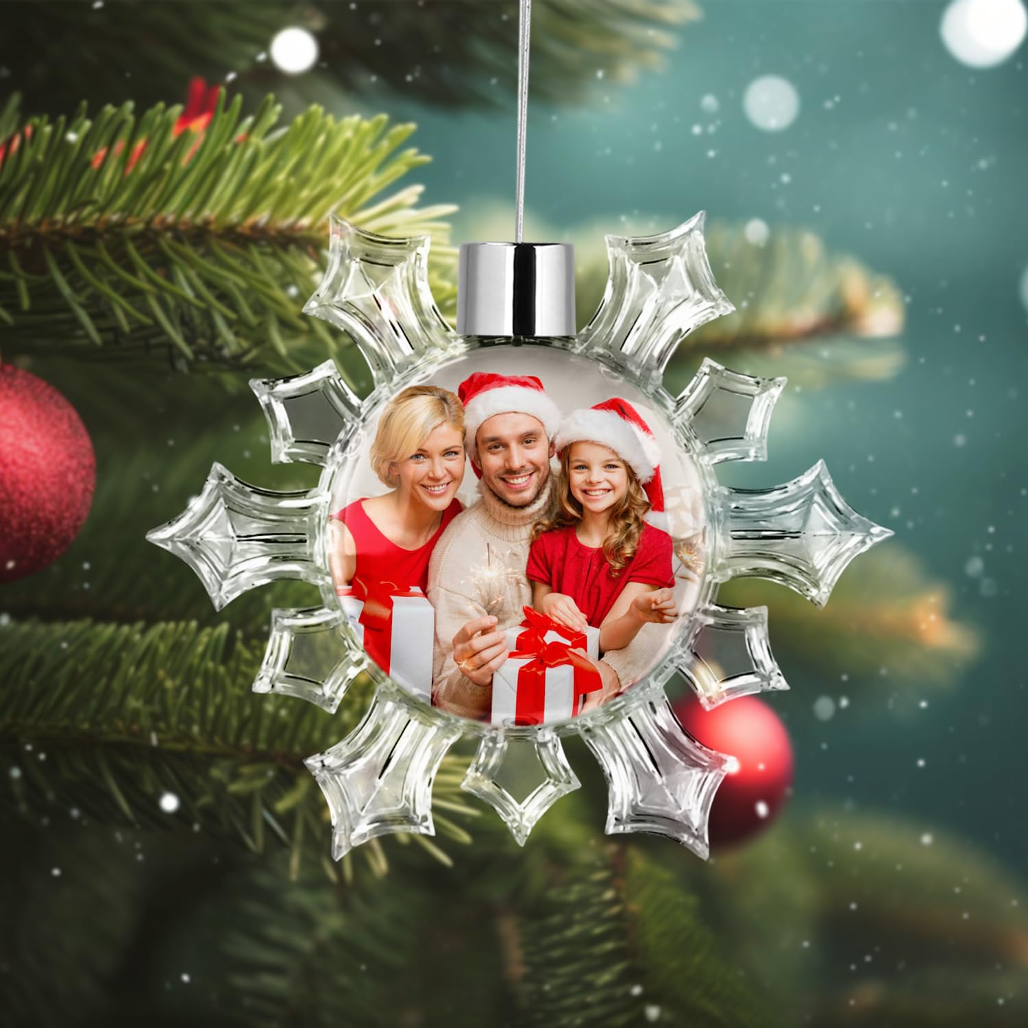Rainsar Personalised Christmas Bauble 2025 – Custom Picture Ornaments Baubles for Tree Decorations, Xmas Double-Sided Photo Ball, Festive Gifts for Mom Dad Pets Kids Friends