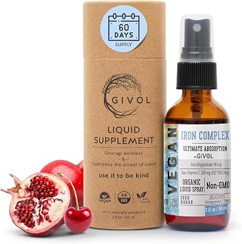 Iron Supplement - 18mg Bisglycinate Complex with Vitamin C & B12, Liquid Spray, Easy Absorption - Non-GMO, Sugar-Free, 2 Fl Oz 60 ml - 60 Days Supply