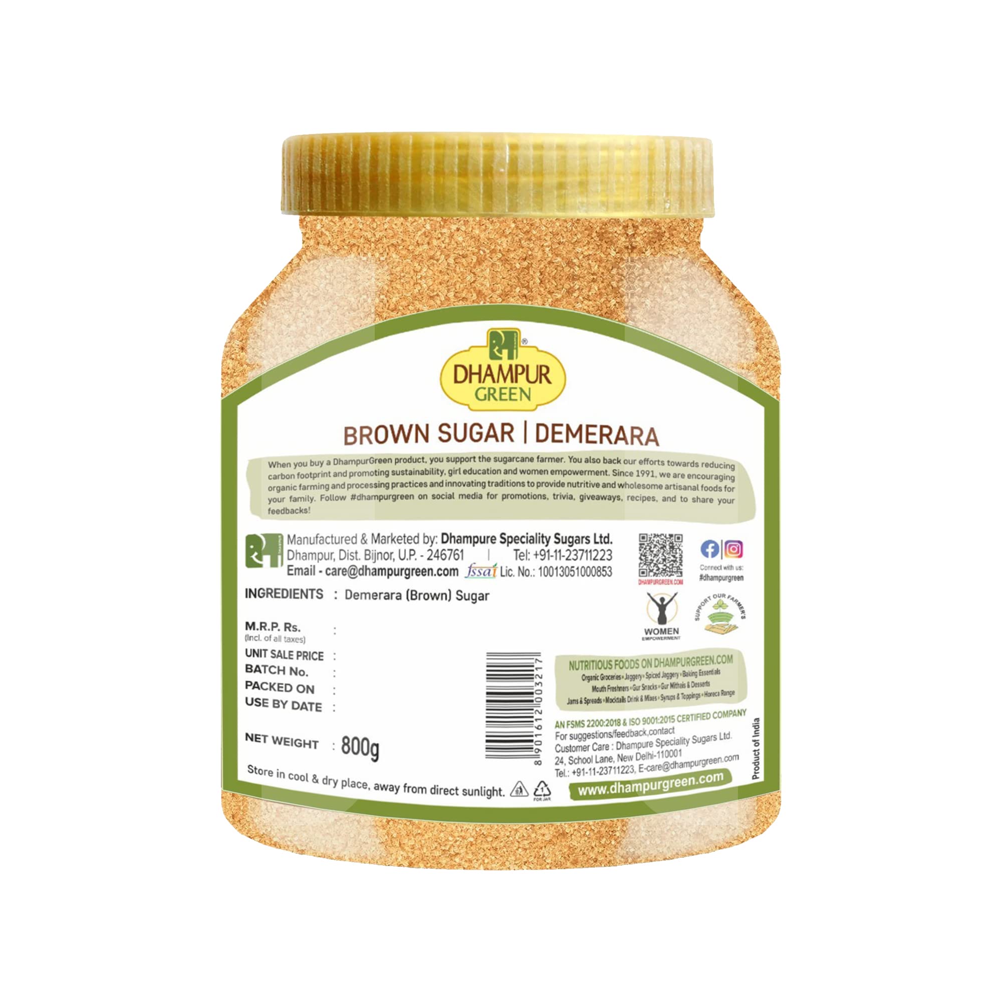 Dhampure Speciality Demerara Brown Sugar Crystal, 800G | Demerara Golden Brown Sugarcane | Source Of Minerals | Healthier Substitute For White Sugar | Chemical Free Sulphurless No Preservatives - Image 3 thumbnail