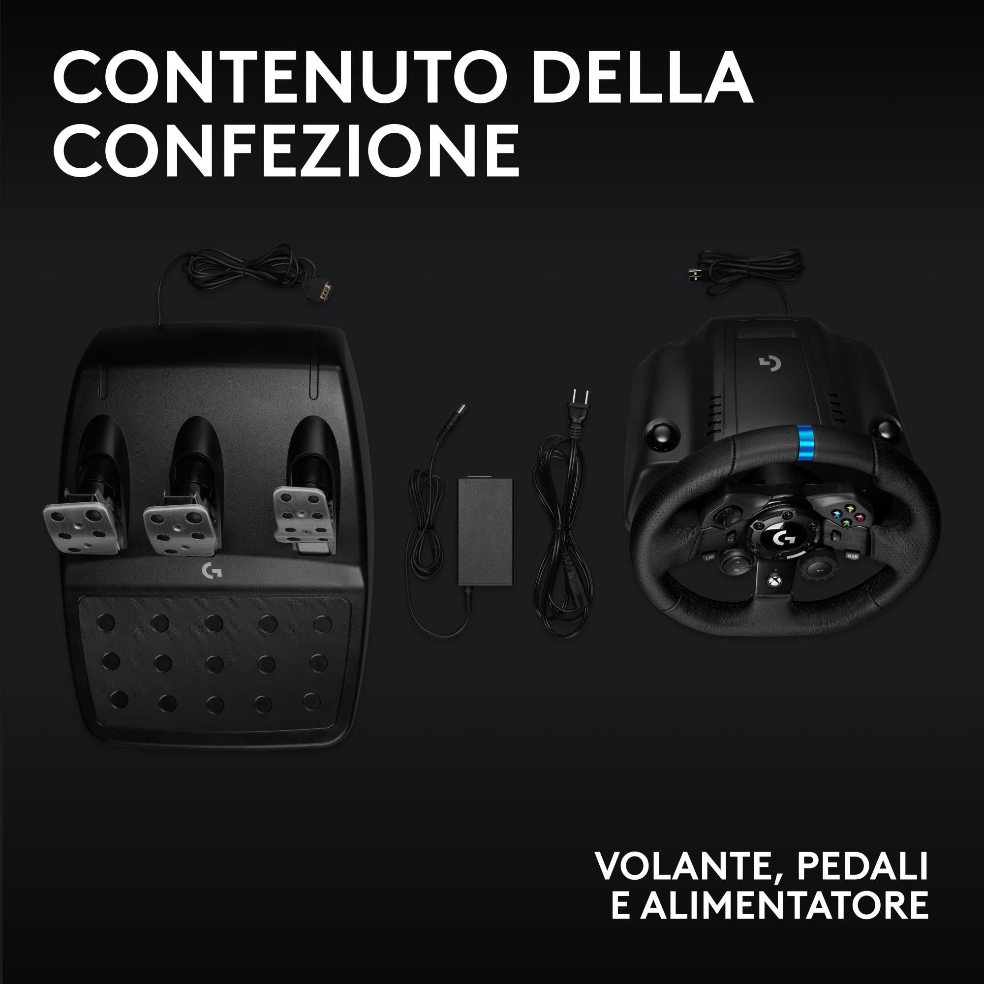 Logitech G G923 volante da corsa e pedali per Xbox & PC | Xbox Series X|S, Xbox One e PC, ritorno di forza TRUEFORCE fino a 1000 Hz, pedali reattivi, doppia frizione e rivestimento