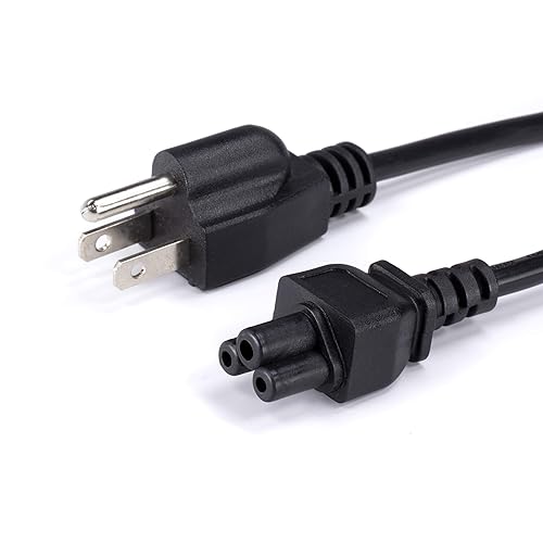 Cable de alimentación de CA de 3 pies, color negro, de 3 clavijas, para portátiles, computadoras y fuentes de alimentación, cable de alimentación