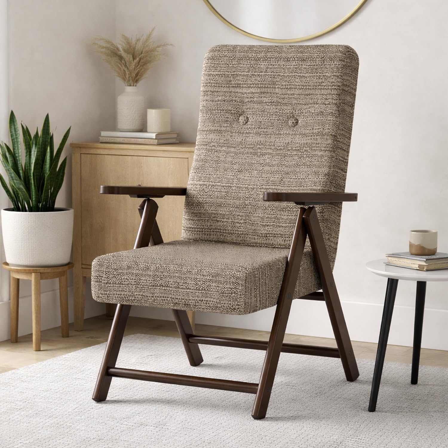 PALUPLUS Poltrona Reclinabile Molisana, Misura 61x67x108 cm, Schienale Regolabile in 4 Posizioni, Struttura e Braccioli in Legno di Faggio, Sedia per casa, Portata 110Kg -106C (Tortora)