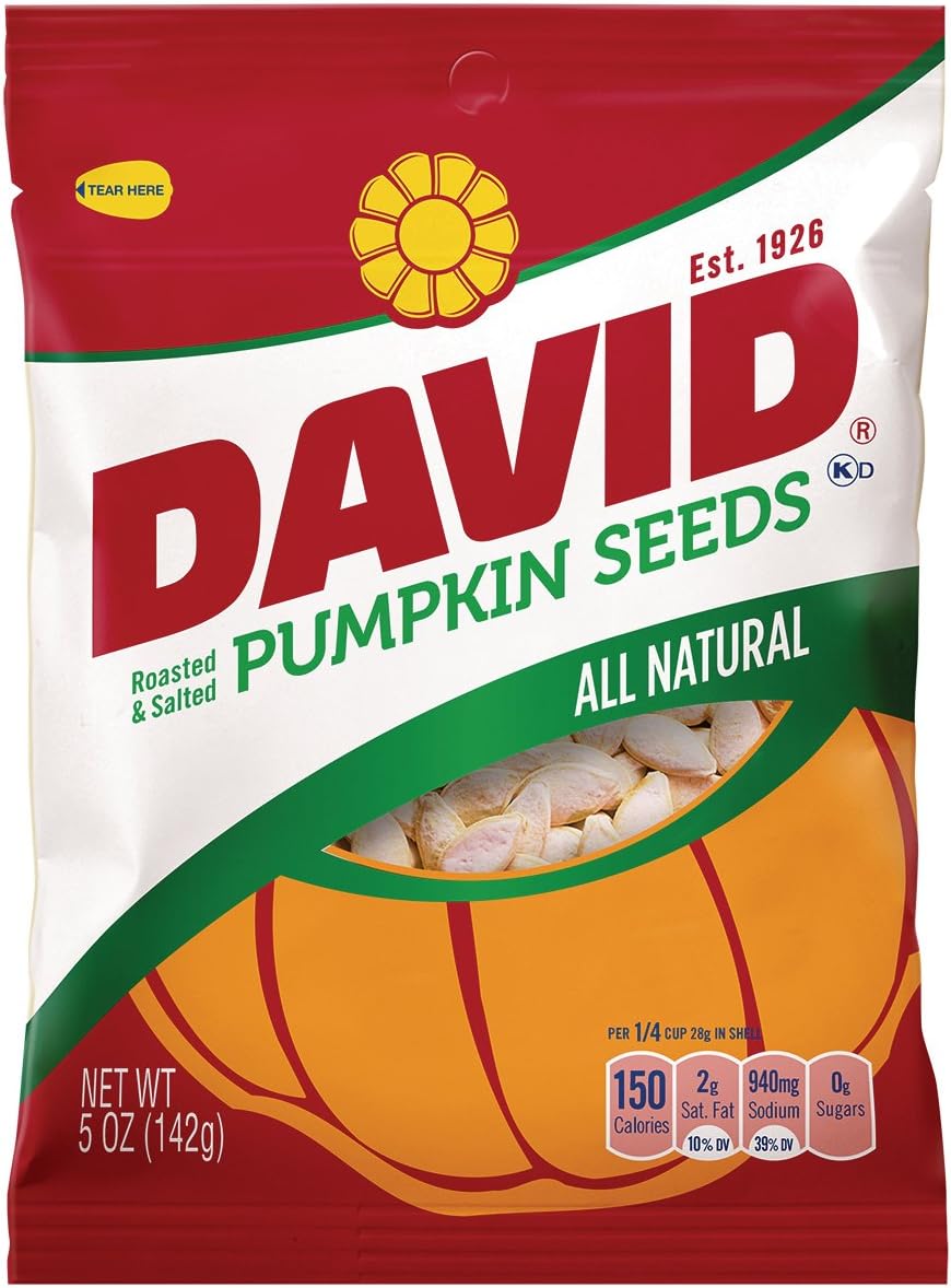 DAVID Seeds Salted and Roasted Pumpkin Seeds, Keto
