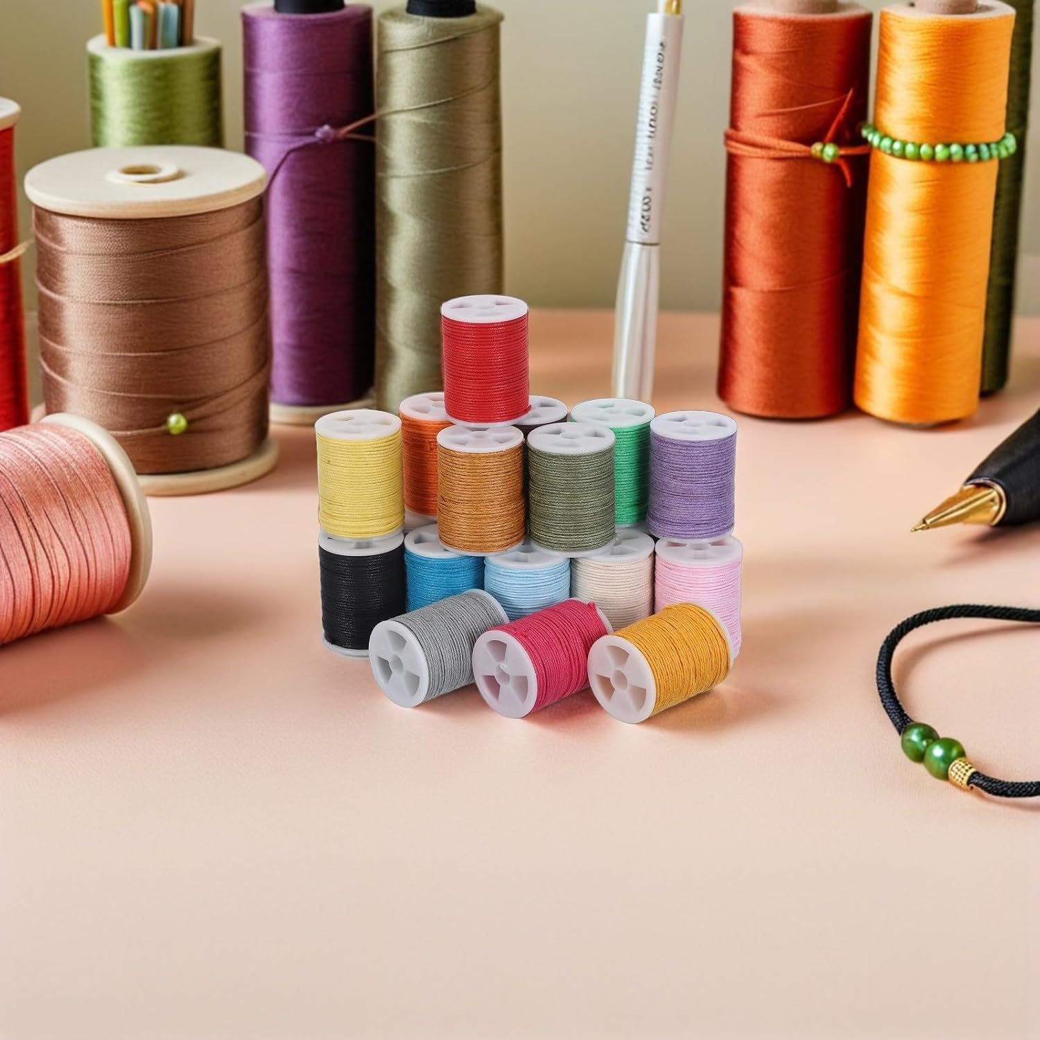 20 Rolls Mm Waxed Polyester Cord for Bracelet and Necklace Making