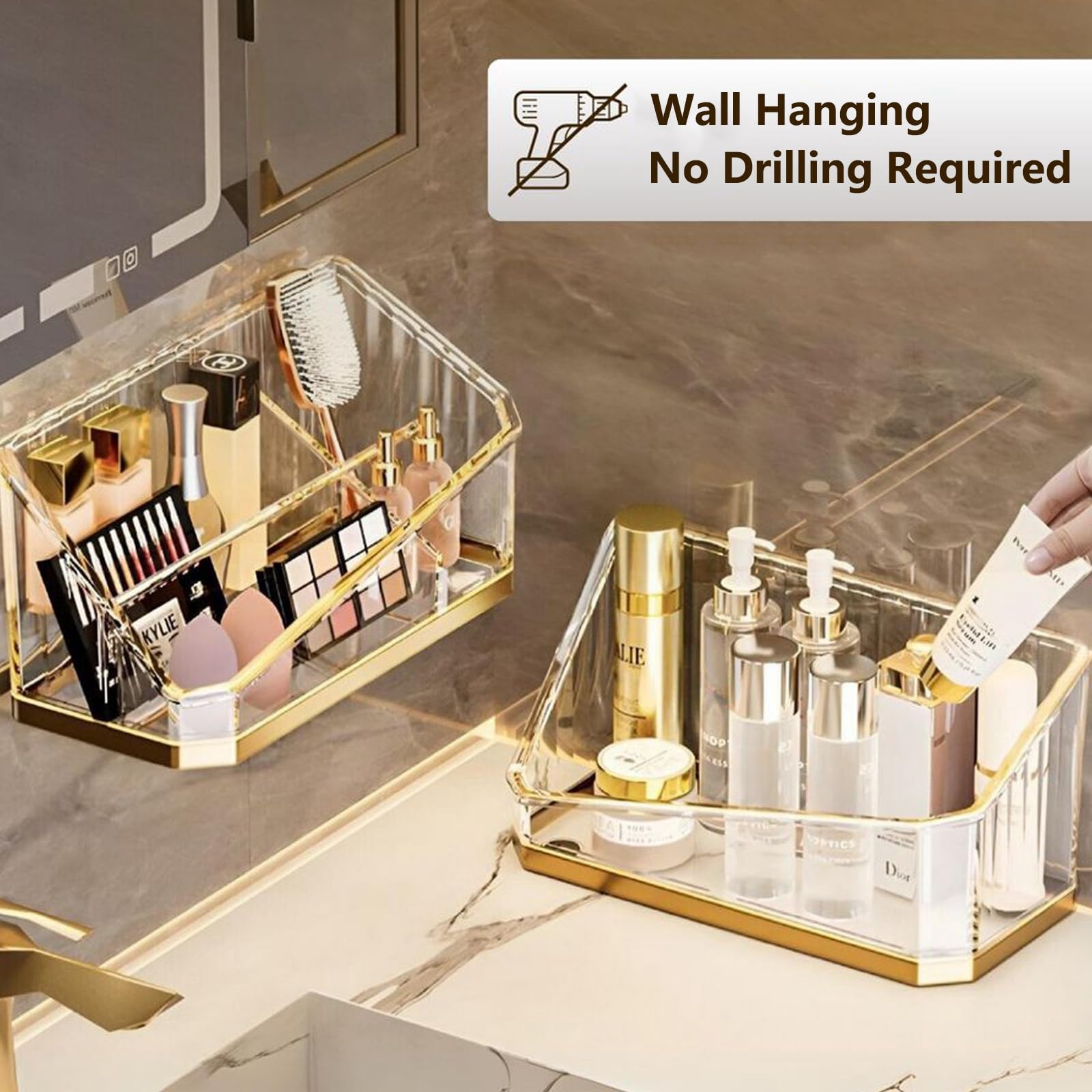 HARLIANGXY Mirror Cabinet Organiser Indoor, 2 Pieces Bathroom Cabinet Storage Box, Plastic Make Up Organiser - Image 3