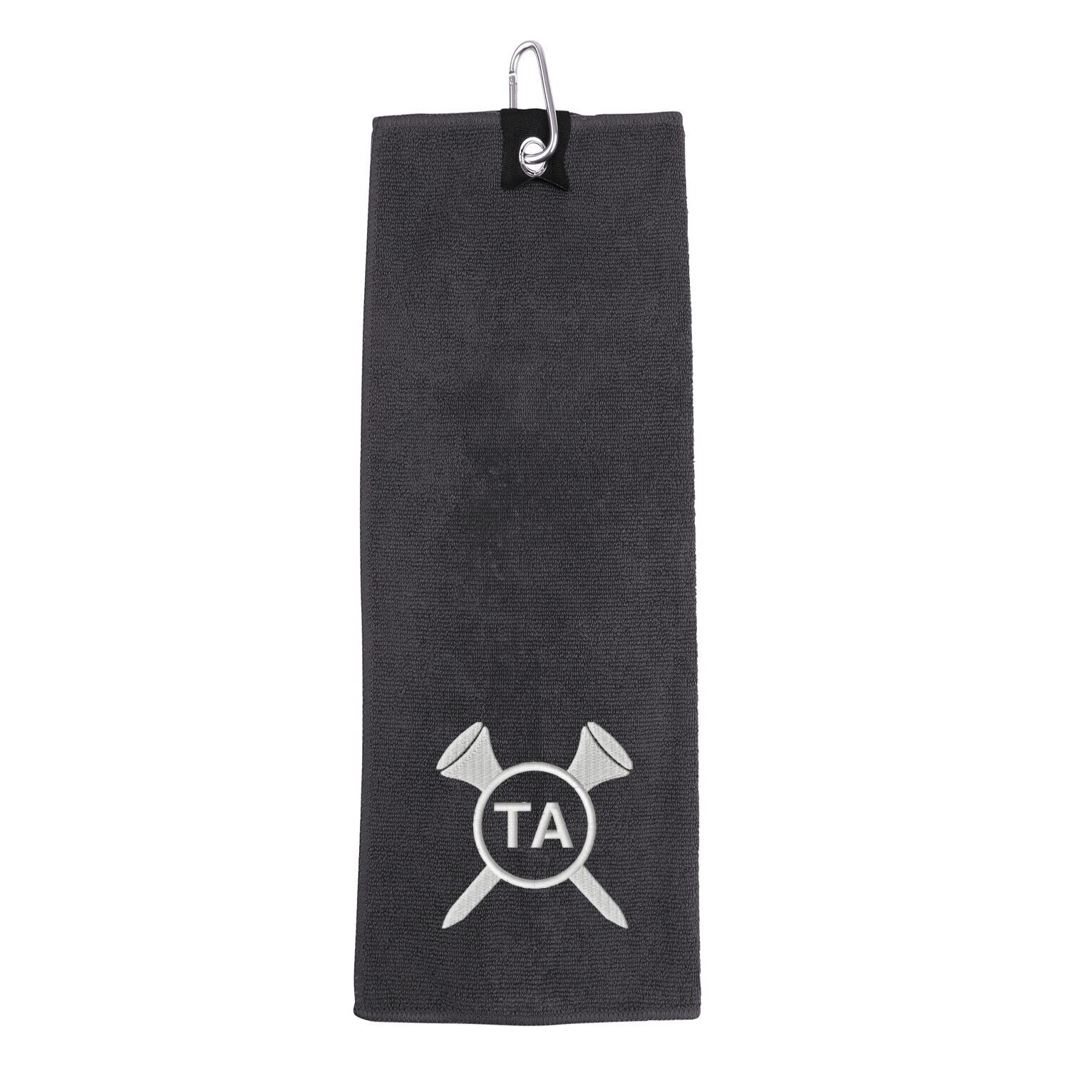 Personalised Embroidered Luxury Golf Towel, Custom Monogram Gift (Grey, Golf Tee)