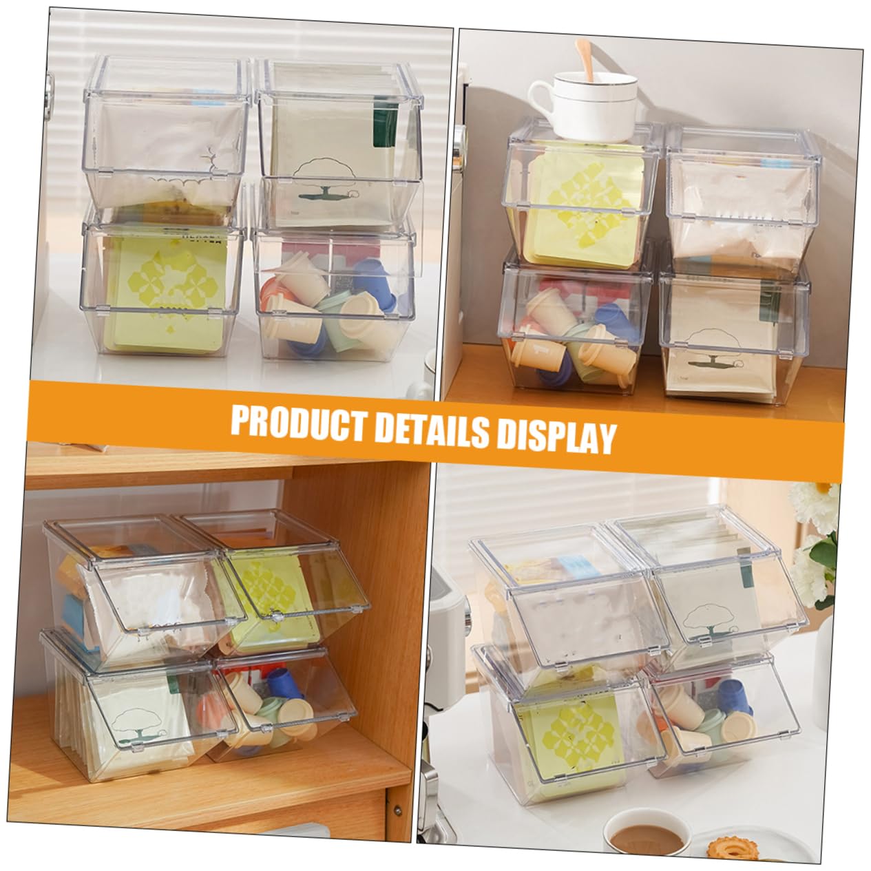 MAGICLULU Set Organizer Per Bustine Di Tè - Stazione Porta Bustine Di Tè Con Scatola Portaoggetti Contenitore Per Il Tè in Acrilico E Dispensa Organizer Per Bustine