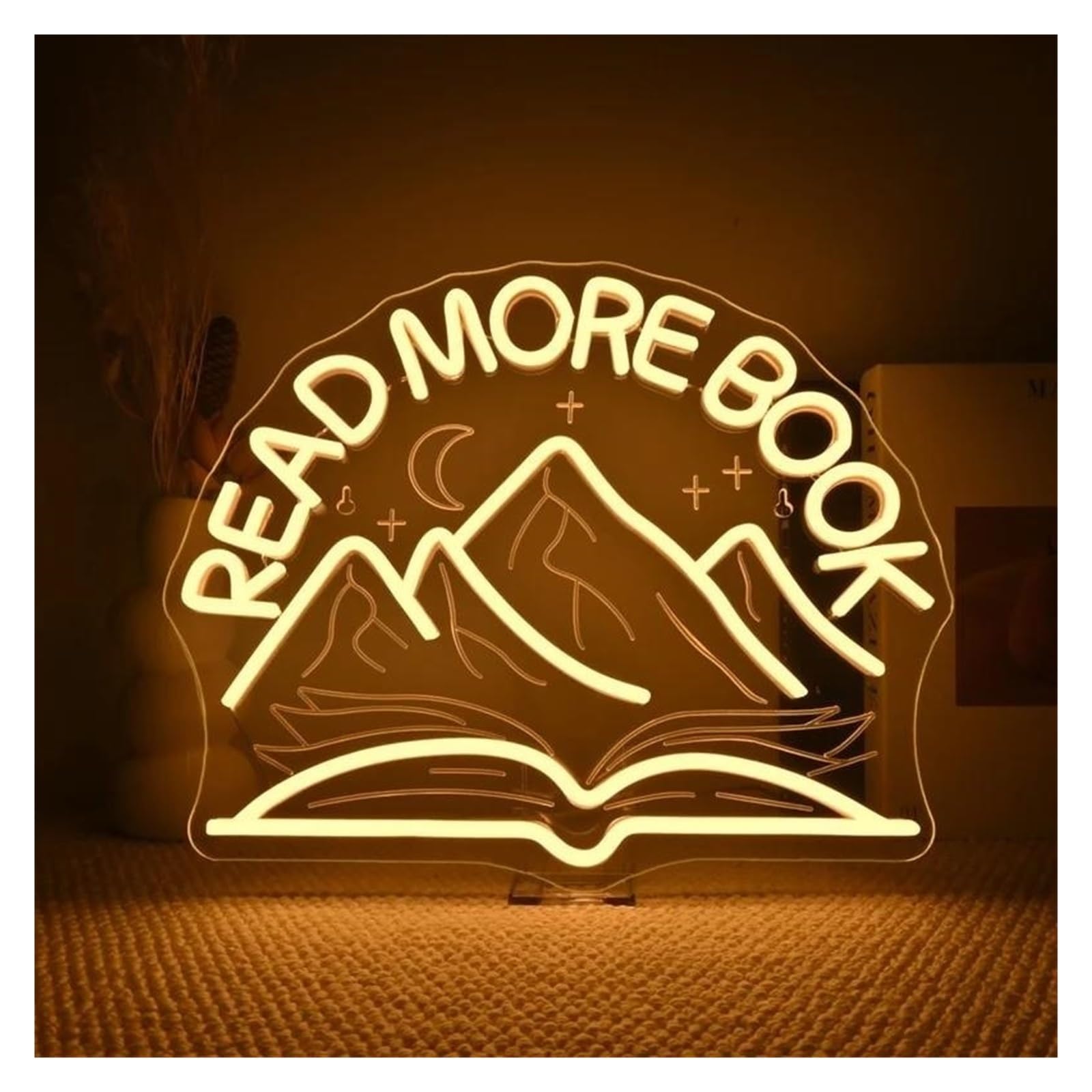SHOUXI Sign Lamp Read More Book Neon Sign Light for Book Stores Reading Rooms Study Spaces Room Bedroom Decor Signs Illuminated Lamp 39cmx32cm
