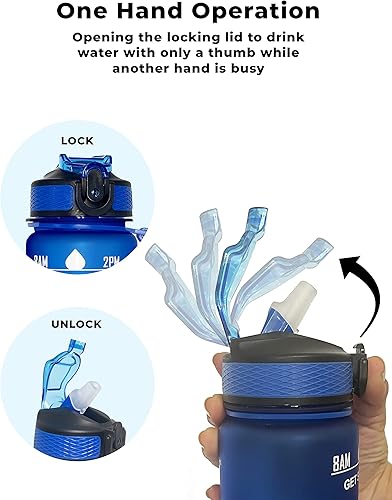 Miniatura 5 de Botella de agua inspiradora de 32 onzas con recordatorio de hidratación, motivacional para deportes al aire libre, gimnasio, yoga, senderismo,