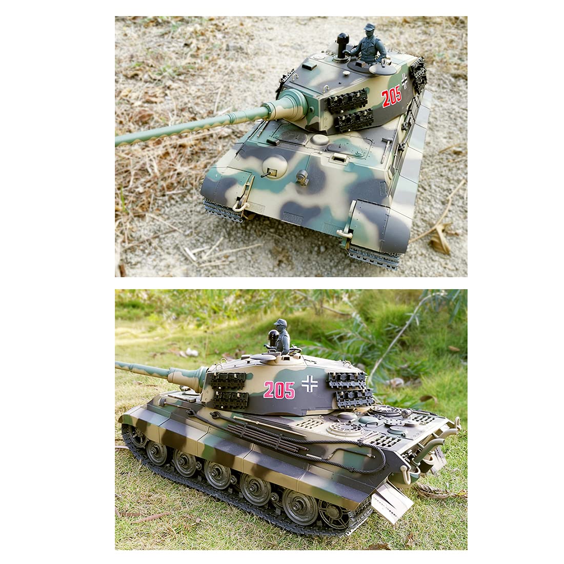 Carro armato RC in scala 1/16, 2,4 G tedesco Henschel Tiger King RC modello di carro armato militare con suono/fumo/effetto tiro, regalo per gli amanti dei veicoli militari RC