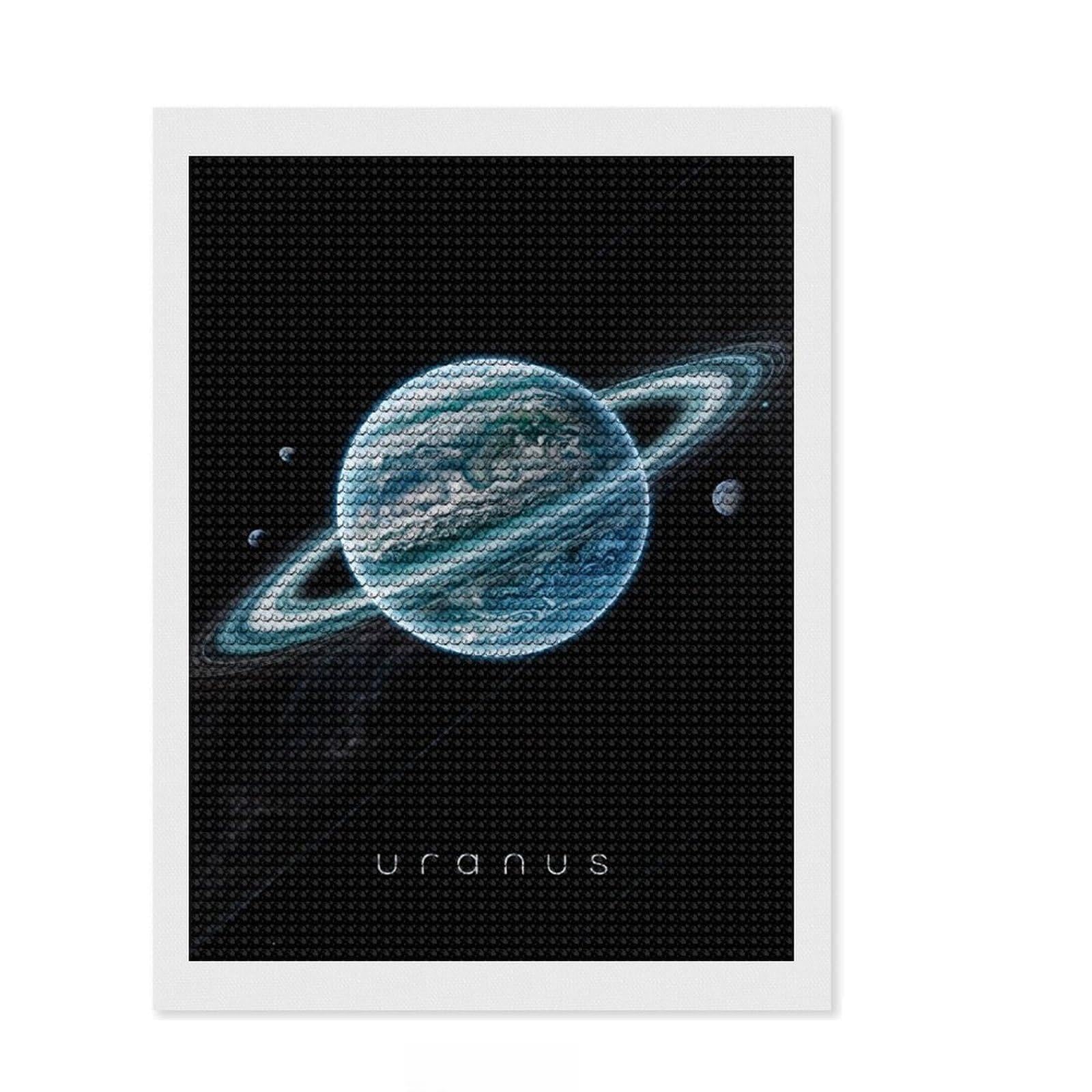 Junmoney Planet Uranus and Ring Full Drill Diamond Painting Kit 12"x16", for Creative Relaxation, Printed Canvas, Farmhouse Decor, Christmas Gift