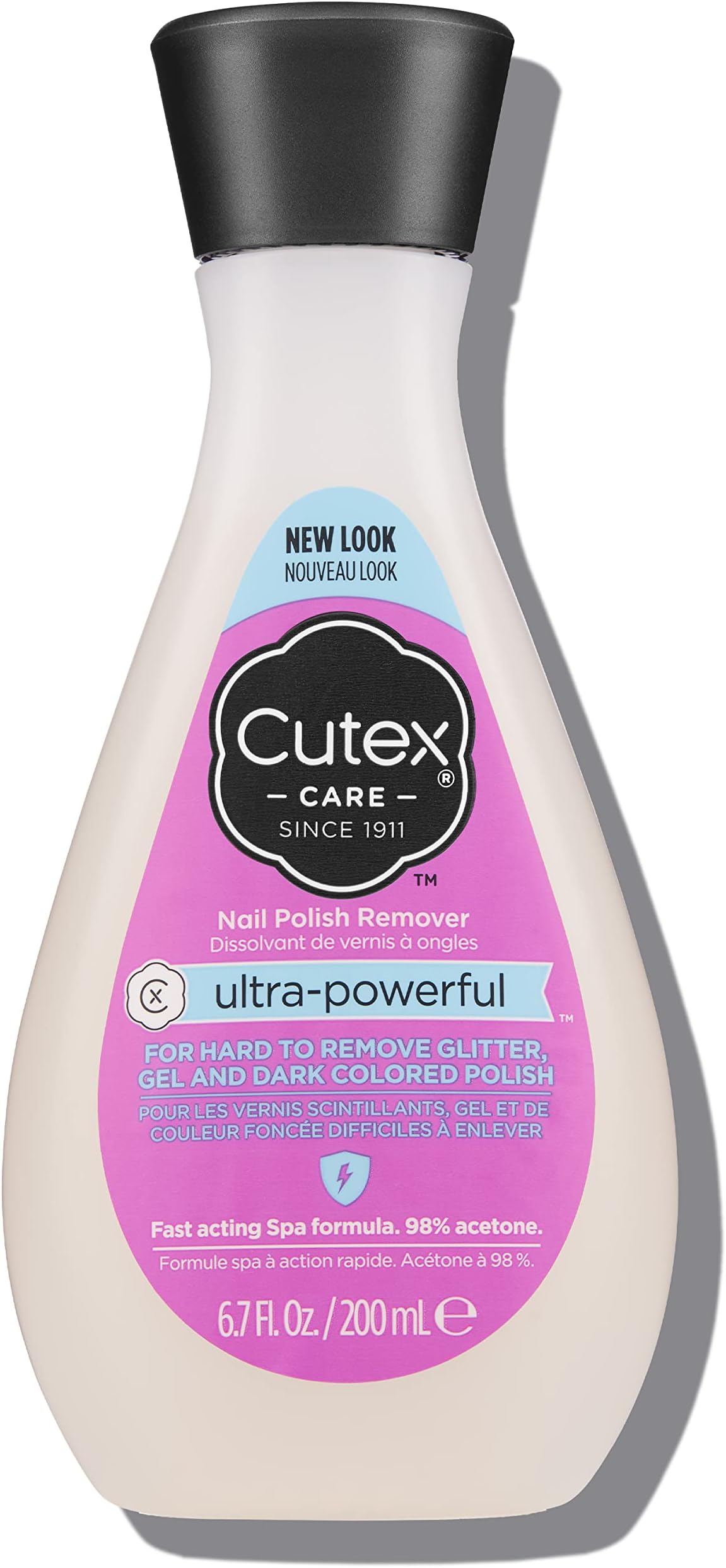 Cutex Gel Nail Polish Remover, Ultra-Powerful & Removes Glitter and Dark Colored Paints, Paraben Free, 6.76 Fl Oz