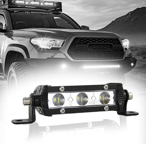 SKYWORLD 2 unids 6.6 pulgadas 30 W sola fila LED barra de luz de trabajo 6.7 in haz de inundación luz niebla 6000 K lámpara de coche Offroad luces