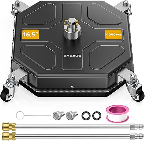 EVEAGE BJ16 - Accesorio limpiador de superficie para lavadora a presión de 16.5 pulgadas, disco cuadrado de 4000 PSI con conexión rápida de 1/4