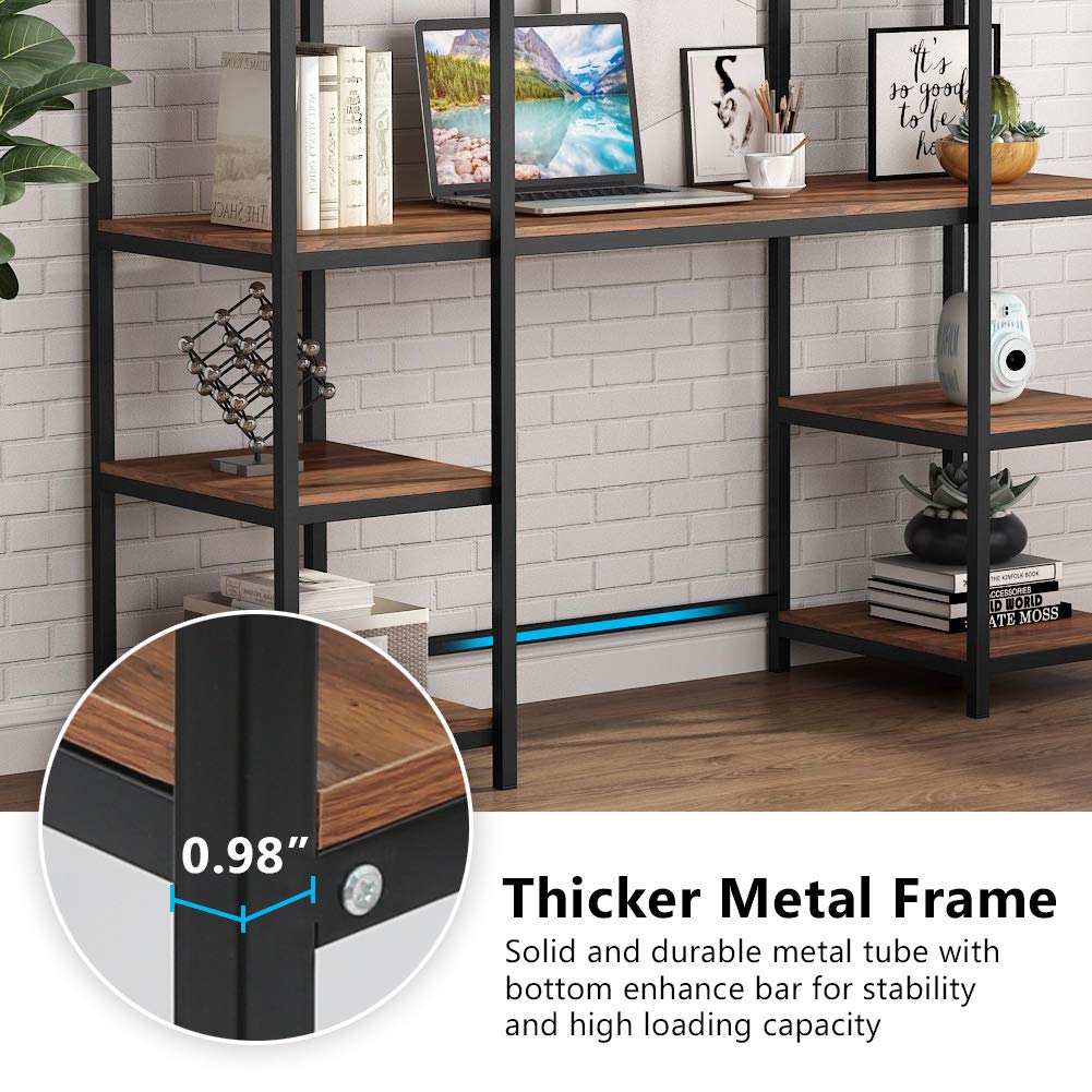 Tribesigns 63 inch Computer Desk with 10 Storage Shelves, Rustic