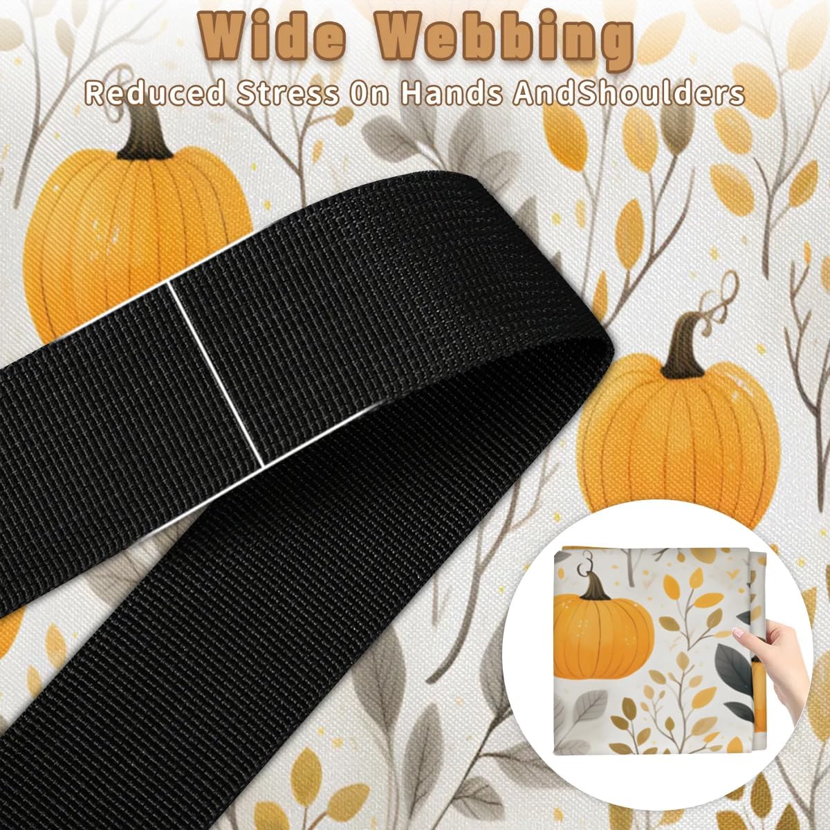 Honeybaby 214L Extra Large Comforter Storage Bag Pumpkins Leaves Fall Storage Totes with Lids Waterproof Closet Organizer Folding Blanket Storage Bags for Clothes Bedding Pillows