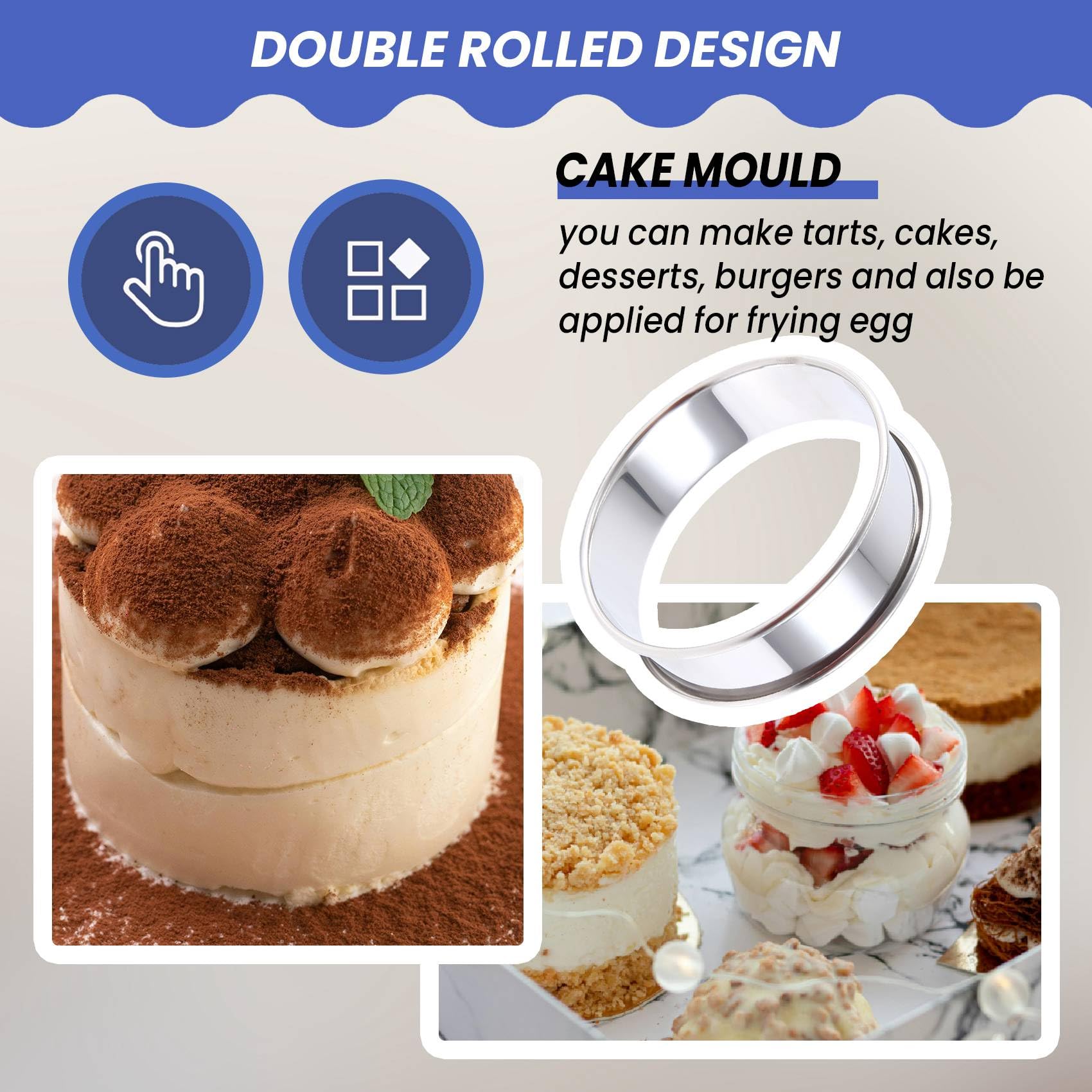 6 Edelstahl-Muffinformen 8,5 Cm – Doppelt Gerollt & Antihaftbeschichtet | Für Muffins, Törtchen & Mehr