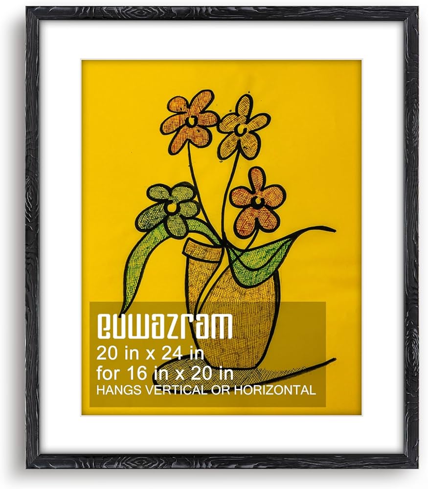 euwazram 20x24 Picture Frame - Single Frame, Ornate Matte Black