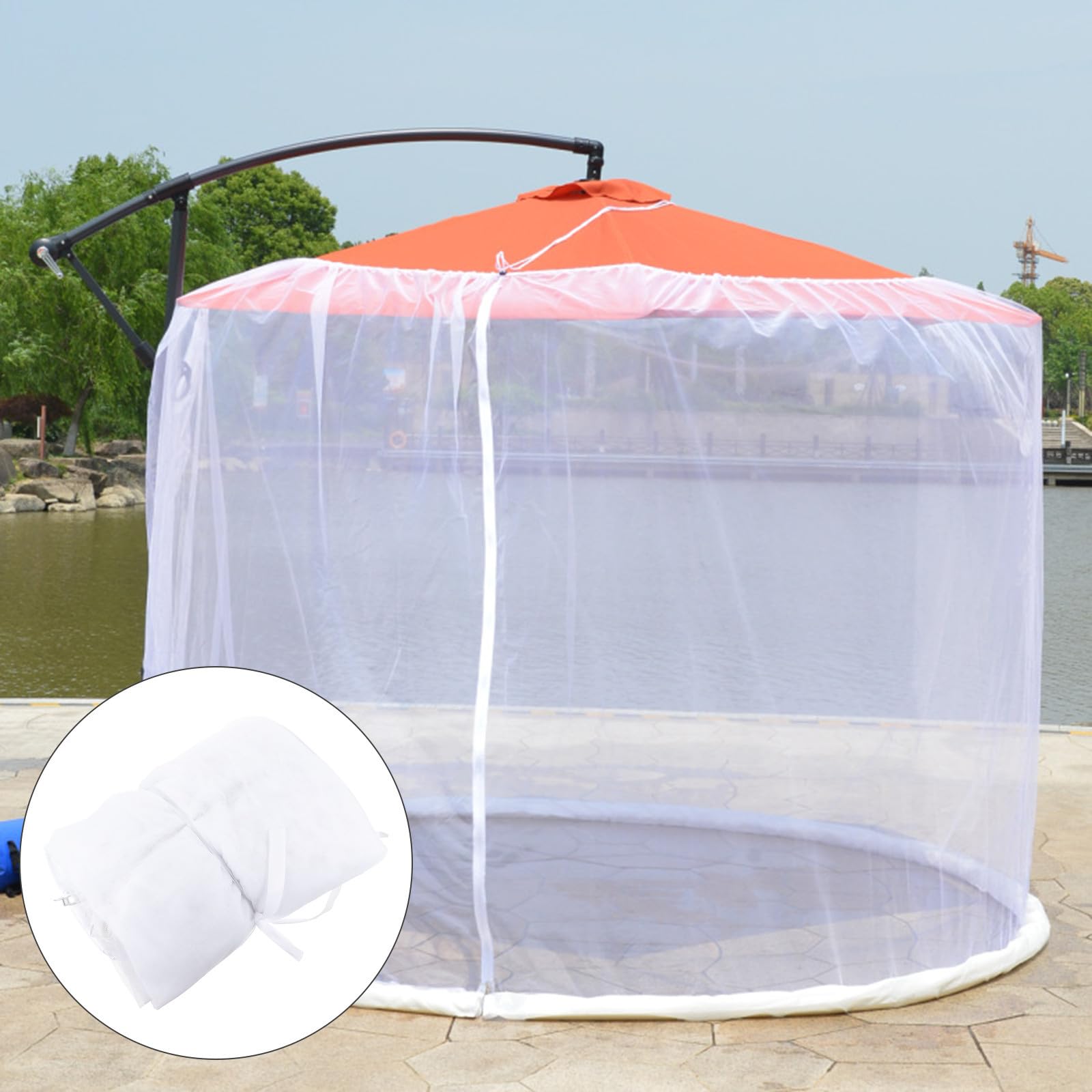 Sonnenschirmnetz für Terrasse aus Polyester und Aluminium, Faltbar