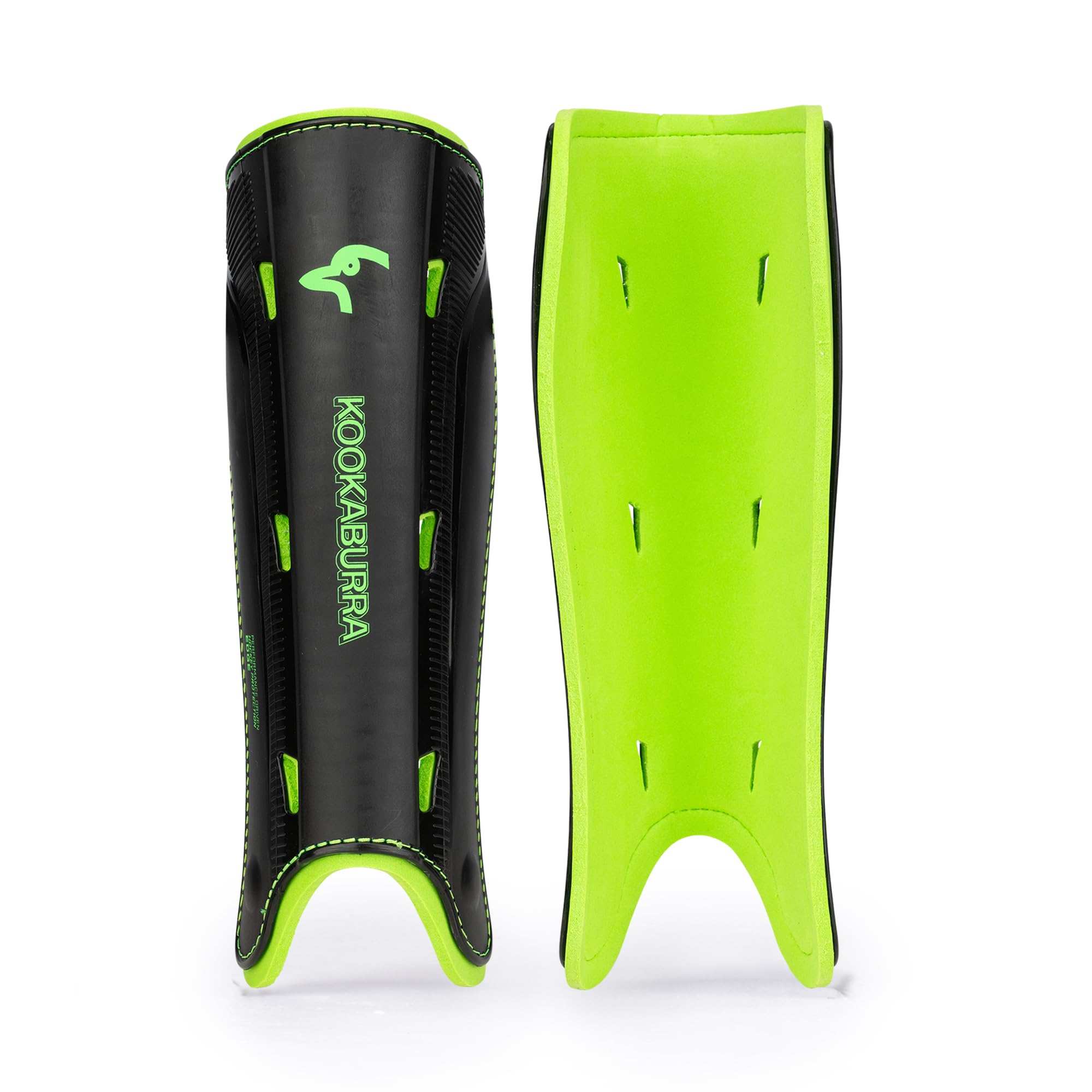 Kookaburra Edge Hockey Shin Guards with Foam Backing (Black/Lime, M)