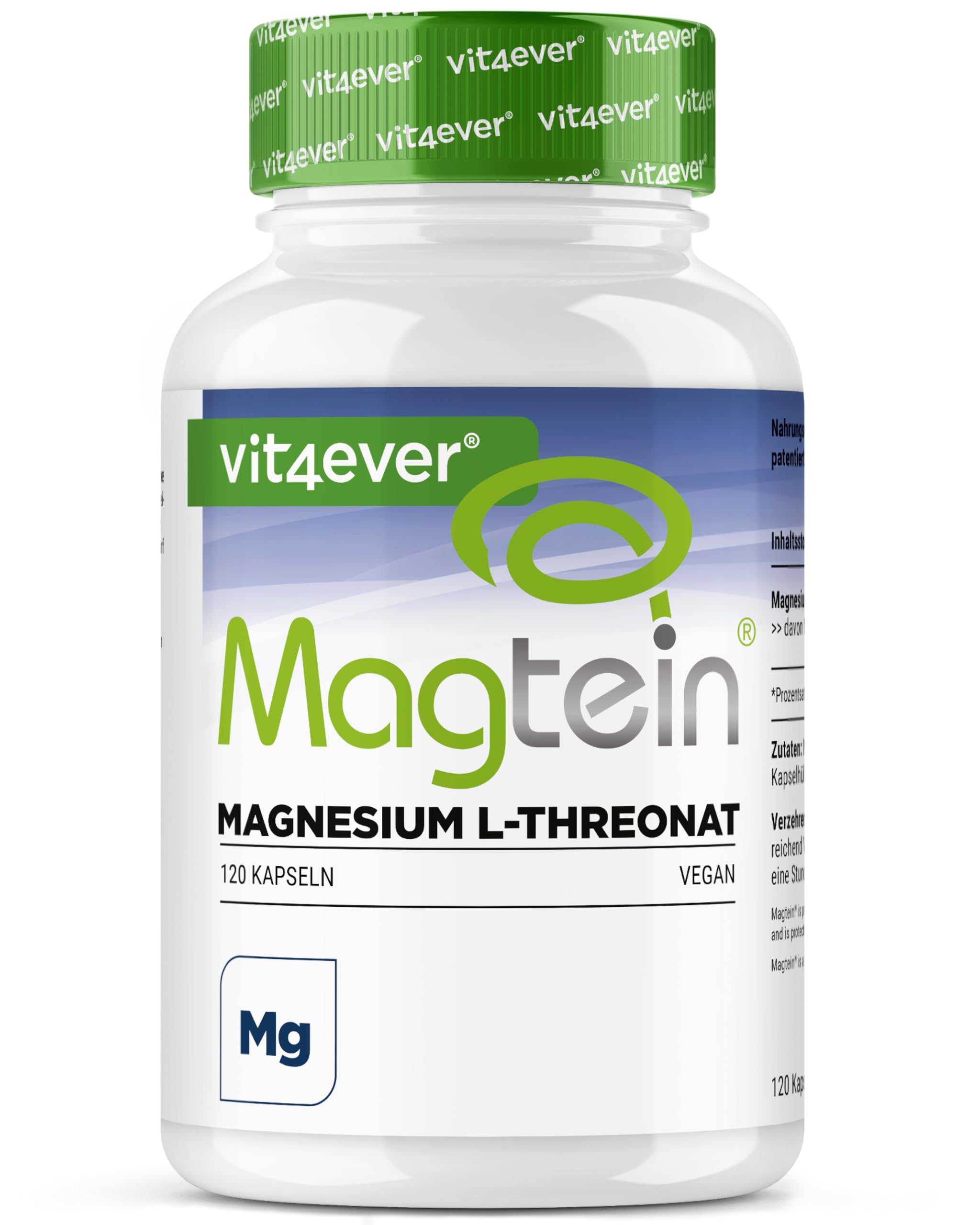 vit4ever Magtein® Magnésium L-Tréonate - 120 Gélules - Haute dose