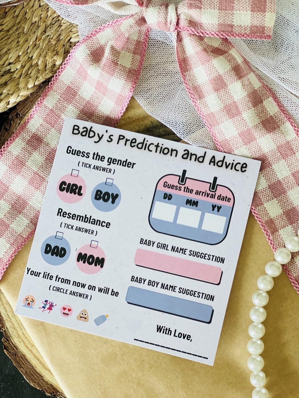 The Decor Cycle, Pack of 20 cards, Baby Shower Decoration Items Gift Cards for Games Wishes Baby Prediction, advice and Name Suggestion Cards Family Members, 4x4 Inches - Image 2 thumbnail