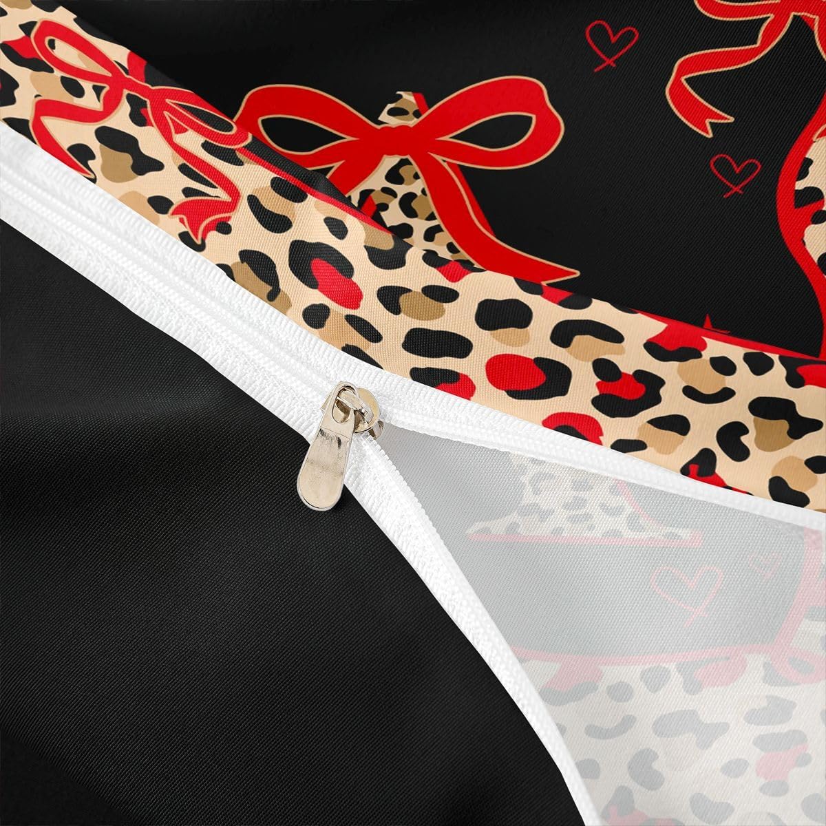 jejeloiu Red Brown Leopard Duvet Cover Toddler Size Red Bowknot Comforter Cover for Boys Girls Initial Letter A Bedding Set 2Pcs Cute Girly Bow Room Decor