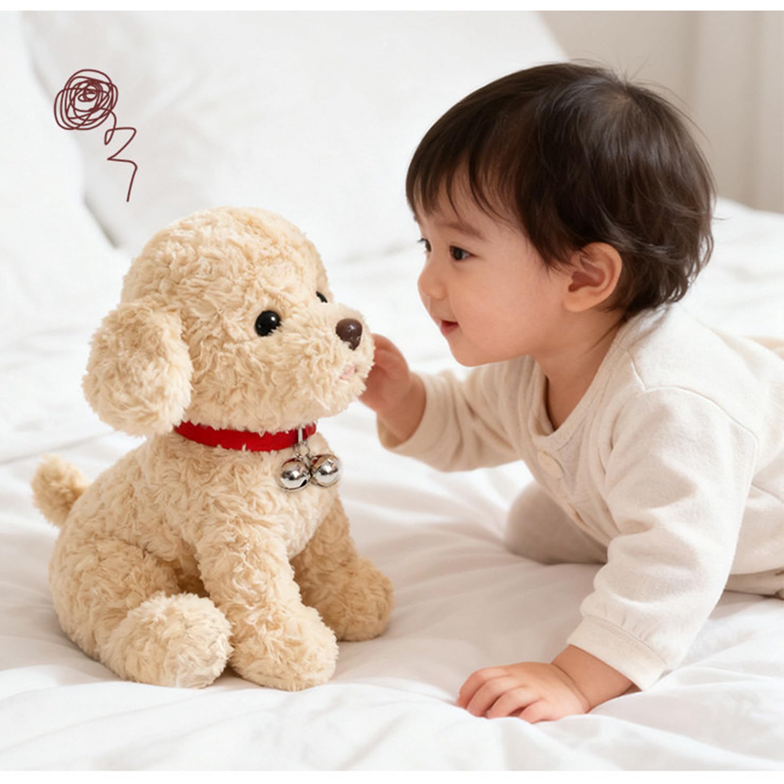 Hund Kuscheltier, 25/35/45cm Teddy-Hund Plüschtier, Stofftier Plüsch Puppe Kuscheltiere, Geschenk für Jungen Mädchen (braun,45CM)
